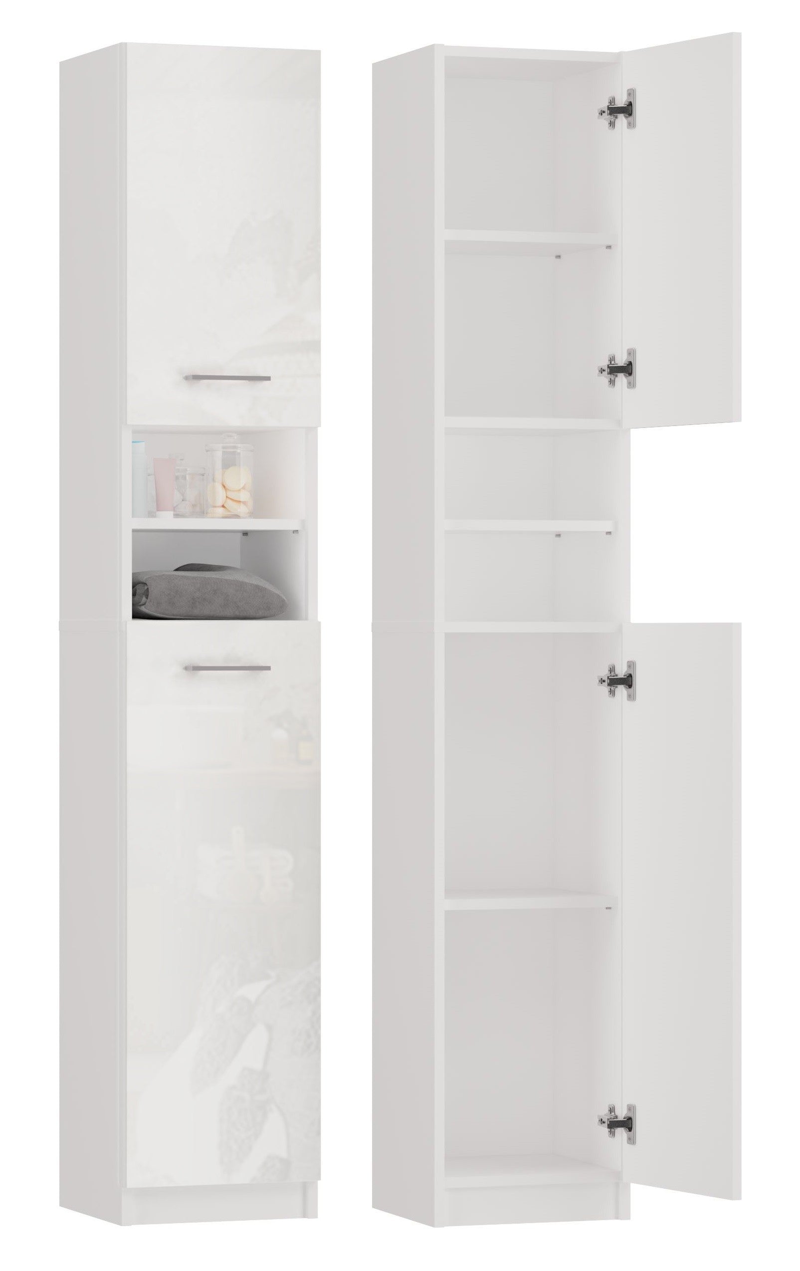 SZAFKA ŁAZIENKOWA MARBELA 32CM REGAŁ SŁUPEK BIEL POŁYSK