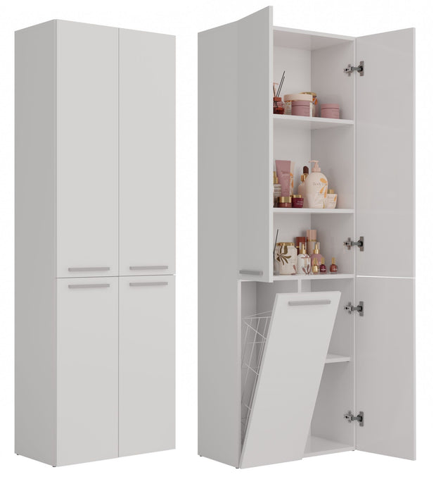 SZAFKA ŁAZIENKOWA SŁUPEK NEL DD 1K KOSZ BIEL MAT