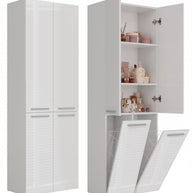 SZAFKA ŁAZIENKOWA SŁUPEK NEL DD 2K KOSZ BIEL POŁYSK