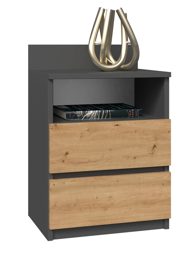 SZAFKA NOCNA MALWA M1 - ANTRACYT / DĄB ARTISAN