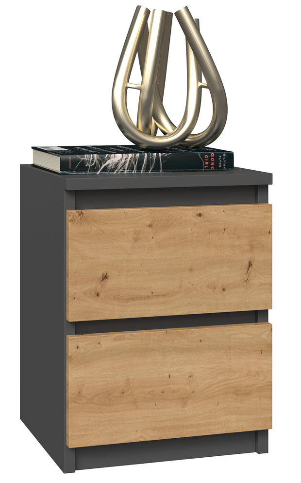 SZAFKA NOCNA MALWA M2 - ANTRACYT / DĄB ARTISAN