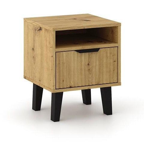 SZAFKA NOCNA SCANDI 1S SLIM 1 SZUFLADA RYFLOWANY FRONT DĄB ARTISAN