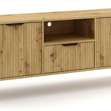 SZAFKA RTV SCANDI 2D1S SLIM RYFLOWANE FRONTY DĄB ARTISAN