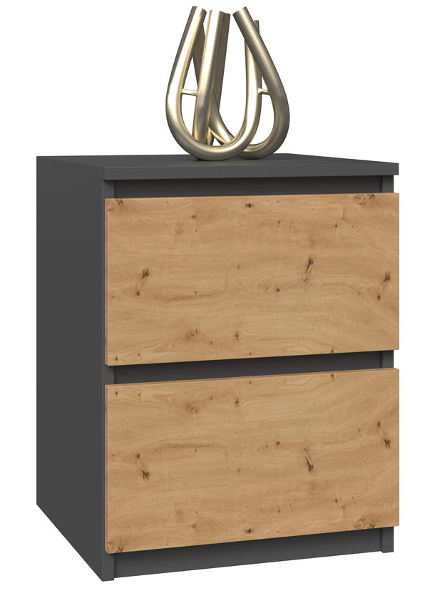 SZAFKA W2 STOLIK NOCNY 2 SZUFLADY ANTRACYT / DĄB ARTISAN