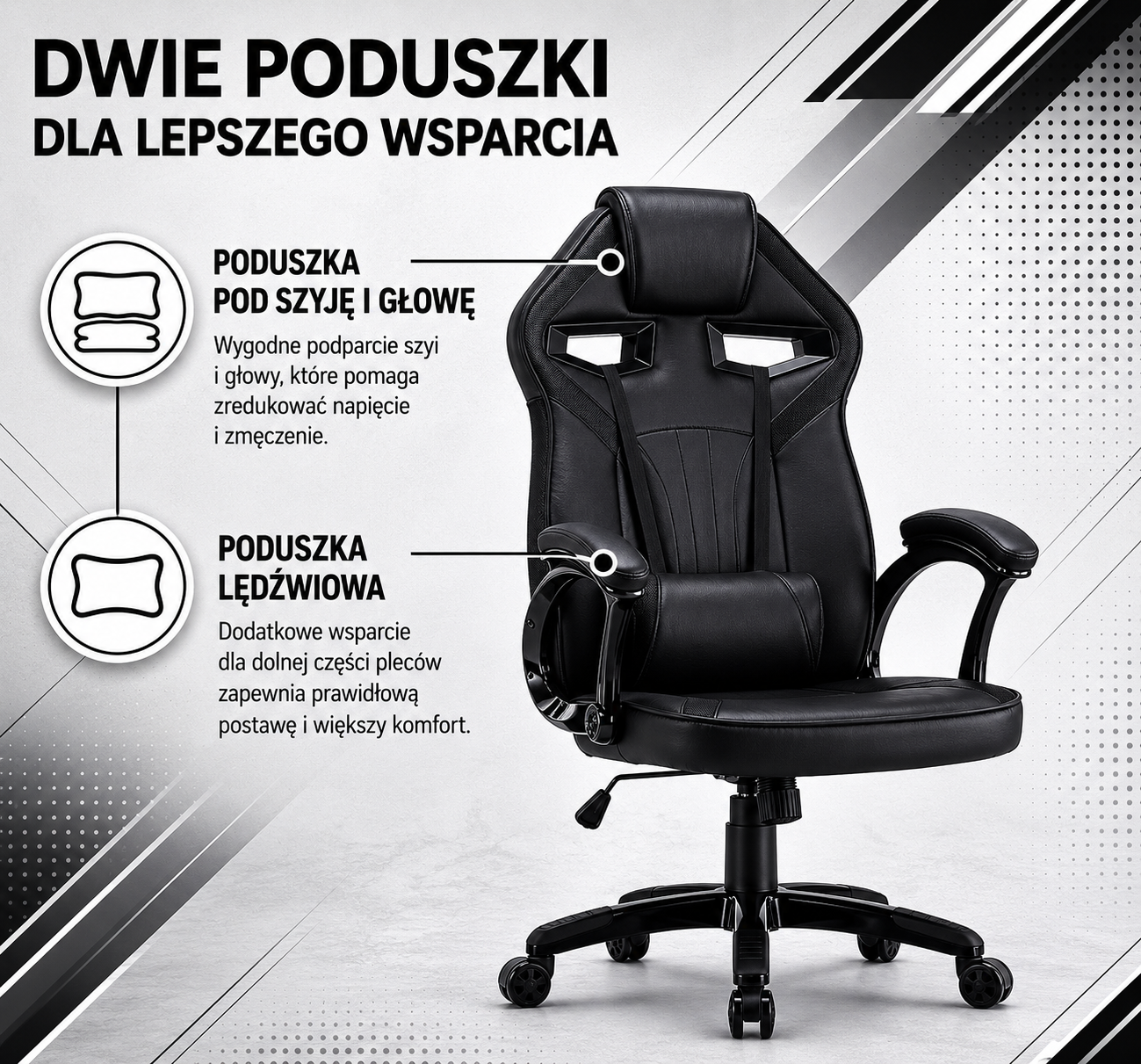 FOTEL OBROTOWY GAMINGOWY KRZESŁO DRIFT CZARNY