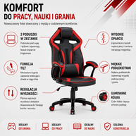 FOTEL OBROTOWY GAMINGOWY KRZESŁO DRIFT CZERWONY