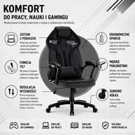 FOTEL OBROTOWY GAMINGOWY KRZESŁO DRIFT CZARNY