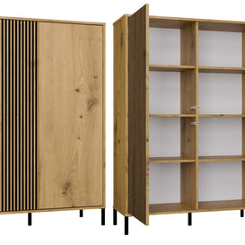 WITRYNA KAMARO 2DD SLIM/GŁ DĄB ARTISAN LAMELE FRONT RYFLOWANY + GŁADKI