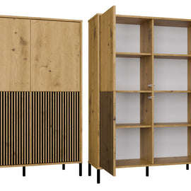WITRYNA KAMARO 4DK SLIM/GŁ DĄB ARTISAN LAMELE FRONT RYFLOWANY + GŁADKI