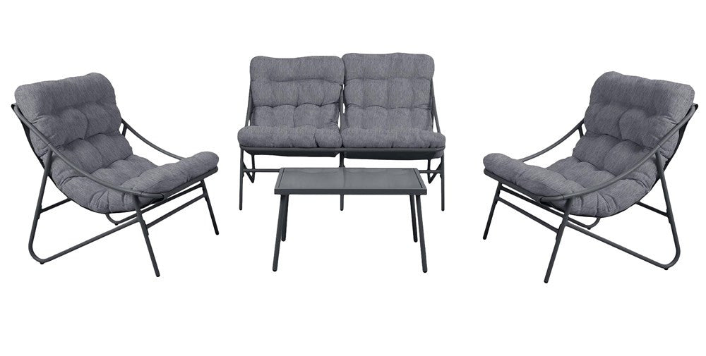 Zestaw Mebli Ogrodowych VIBE 4 Częściowy Fotele Sofa Stolik SZARY
