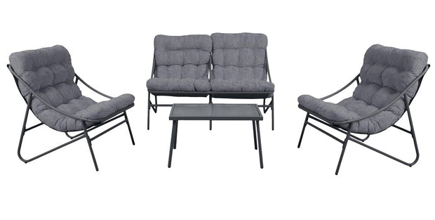 Zestaw Mebli Ogrodowych VIBE 4 Częściowy Fotele Sofa Stolik SZARY